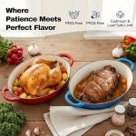 Oval Dutch Oven for Bread Baking, 4.5 Quart Non Stick Enameled Cast Iron Dutch Oven Pot with Lid, Oven Safe Oval Casserole with Lid up to 500°F for Baking, Braising, Stews, Roasting (Blue)