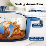 Oval Dutch Oven for Bread Baking, 4.5 Quart Non Stick Enameled Cast Iron Dutch Oven Pot with Lid, Oven Safe Oval Casserole with Lid up to 500°F for Baking, Braising, Stews, Roasting (Blue)