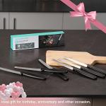 HAUSHOF Steak Knives Set of 6, Serrated Steak Knives, Premium Stainless Steel Steak Knife Set with Gift Box, Black Handle