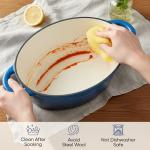 Oval Dutch Oven for Bread Baking, 4.5 Quart Non Stick Enameled Cast Iron Dutch Oven Pot with Lid, Oven Safe Oval Casserole with Lid up to 500°F for Baking, Braising, Stews, Roasting (Blue)