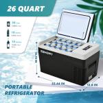 EUHOMY 12 Volt Refrigerator, 26QT(25L) Compressor Electric Cooler APP Control, Car Fridge -4℉~68℉, Portable Refrigerator 12/24V DC 110-240V AC, Portable Freezer for Camping, Travel, Boat