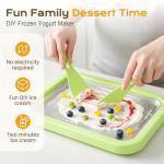 Instant Ice Cream Maker with 2 Scrapers, 2025 New Rolled Ice Cream Maker, Portable Stainless Steel Ice Cream Pan for Family Party, Easy Clean DIY Homemade Ice Cream Tray (Pink)