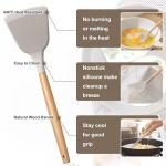 E-far Silicone Cooking Utensils Set, 10-Piece Heat Resistant Kitchen Utensils Set with Wooden Handle for Nonstick Cookware, Kitchen Nonstick Tools Spatula Whisk Tongs Ladle, Non-toxic & Healthy(Khaki)