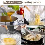 E-far Silicone Cooking Utensils Set, 10-Piece Heat Resistant Kitchen Utensils Set with Wooden Handle for Nonstick Cookware, Kitchen Nonstick Tools Spatula Whisk Tongs Ladle, Non-toxic & Healthy(Khaki)