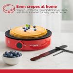 Holstein Housewares 12” Crepe Maker - Adjustable Temperature Control - Nonstick Griddle for Versatile Cooking of Crepes, Quesadillas, Pancakes, Eggs, Bacon & More - Easy to Clean - Indicator Lights