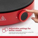 Holstein Housewares 12” Crepe Maker - Adjustable Temperature Control - Nonstick Griddle for Versatile Cooking of Crepes, Quesadillas, Pancakes, Eggs, Bacon & More - Easy to Clean - Indicator Lights