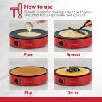 Holstein Housewares 12” Crepe Maker - Adjustable Temperature Control - Nonstick Griddle for Versatile Cooking of Crepes, Quesadillas, Pancakes, Eggs, Bacon & More - Easy to Clean - Indicator Lights