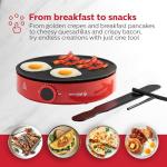 Holstein Housewares 12” Crepe Maker - Adjustable Temperature Control - Nonstick Griddle for Versatile Cooking of Crepes, Quesadillas, Pancakes, Eggs, Bacon & More - Easy to Clean - Indicator Lights