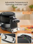 FOHERE 2-in-1 Waffle Maker & Omelette Maker, 1400W Double Belgian Waffle Iron 180° Flip, Adjustable Browning Control, Rotating & Nonstick Pans, Removable Drip Tray, Cool Touch Handle (Dark Black)
