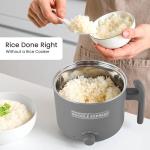 Elite Gourmet NOODLE EXPRESS™ Hot Pot, Prepare Ramen, Rice, Soups, Stews, Boil Water, Stainless-Steel Interior, Glass Lid, High/Low/Off Settings, Grey