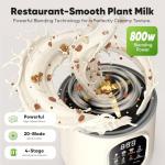 55oz Nut Milk Maker, 10-in-1 Plant Milk Maker Machine, 800W 20-Blade Smooth Blend — Soy/Almond/Oat Milk Maker — Hot Max 27oz, One-Touch, Auto Clean 2-Min, 12-H Delay, 4-H Keep Warm