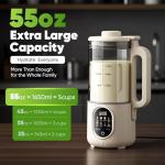 55oz Nut Milk Maker, 10-in-1 Plant Milk Maker Machine, 800W 20-Blade Smooth Blend — Soy/Almond/Oat Milk Maker — Hot Max 27oz, One-Touch, Auto Clean 2-Min, 12-H Delay, 4-H Keep Warm
