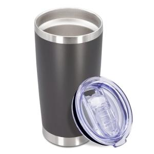 AEPDTD 20 oz Tumbler Coffee Travel Tumblers Bulk with Lid Stainless Steel Double Wall Vacuum Insulated Mug Powder Coated Cups fit Car Cupholder for Hot and Cold - Grey, 1Pack