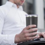 AEPDTD 20 oz Tumbler Coffee Travel Tumblers Bulk with Lid Stainless Steel Double Wall Vacuum Insulated Mug Powder Coated Cups fit Car Cupholder for Hot and Cold - Grey, 1Pack