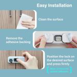 Heart of Tafiti 5 Pack Fridge Lock, Child Proof Refrigerator Lock, French Fridge Door Latches, Baby Safety Locks for Cabinet, Cupboard, Drawers, Oven, Closet, Strong Adhesive-Easy to Install, Grey