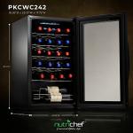 Nutrichef 24 Bottle Wine Fridge | Single Zone Wine Chiller | Adjustable Temperature Control 41°F to 64°F | Ultra Quiet Operation | Wine Cooler For Home & Office | Free Standing 29x16x17 IN