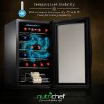Nutrichef 24 Bottle Wine Fridge | Single Zone Wine Chiller | Adjustable Temperature Control 41°F to 64°F | Ultra Quiet Operation | Wine Cooler For Home & Office | Free Standing 29x16x17 IN