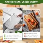 Stainless Steel Cutting Board, Double Sided Food Gradable Steel Cutting Boards for Kitchen with 2 Cleaning Scrapers, Metal Cutting Board with Grooves for Fruits (Large)