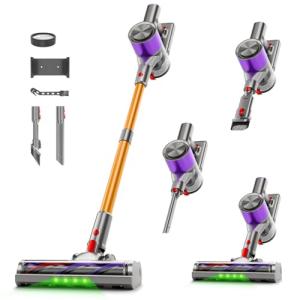 Clinkal Cordless Stick Vacuum Cleaner, 38Kpa Powerful Suction Vacuum Cleaner with LED Headlight, Detachable Battery, 8-in-1 Lightweight Handheld Vacuums for Pet Hair Carpet and Hardwood Floor, Purple