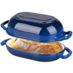 VORRINGARD Enameled Cast Iron Sourdough Bread Oven, Dutch Oven, Loaf Cast Iron Bread Pan for Homemade Bread Baking, Meatloaf Pan with Lid, 5QT, Blue