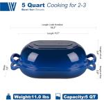 VORRINGARD Enameled Cast Iron Sourdough Bread Oven, Dutch Oven, Loaf Cast Iron Bread Pan for Homemade Bread Baking, Meatloaf Pan with Lid, 5QT, Blue