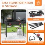 ADREAK 2 Burner Gas Stove, High Pressure Outdoor Propane Burner with Detachable Legs, 150,000 BTU Camping Stove Outdoor Burner with 0-20 PSI Regulator for Camping, Backyard, Outdoor Cooking