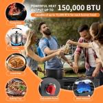 ADREAK 2 Burner Gas Stove, High Pressure Outdoor Propane Burner with Detachable Legs, 150,000 BTU Camping Stove Outdoor Burner with 0-20 PSI Regulator for Camping, Backyard, Outdoor Cooking