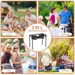 ADREAK 2 Burner Gas Stove, High Pressure Outdoor Propane Burner with Detachable Legs, 150,000 BTU Camping Stove Outdoor Burner with 0-20 PSI Regulator for Camping, Backyard, Outdoor Cooking