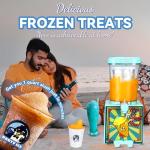 Party Ice Slushie Machine for Home with 10 Cups & Spoon Straws, Turn Any Sugary Drinks into Slushie, Countertop Slushie Maker Frozen Drink Machine for Kitchen, Aqua