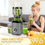 Cold Press Juicer with 5.8" Extra Wide Feed Chute - Slow Masticating Juicer Machine for Whole Fruits & Vegetables - High Juice Yield, Self Feeding, Easy to Clean & Assemble