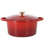 Crock Pot Artisan 6-Quart Round European Enameled Cast Iron Dutch Oven Pot With Lid -Gradient Red
