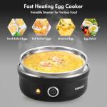 VOBAGA Electric Egg Cooker, Rapid Egg Boiler with Auto Shut Off for Soft, Medium, Hard Boiled, Poached, Steamed Eggs, Vegetables and Dumplings, Stainless Steel Tray with 7-Egg Capacity (Black)