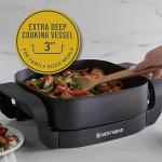 West Bend Electric Skillet, Family-Sized 3-Inch Deep Fry Pan with Diamond Shield Scratch-Resistant Non-Stick Finish Grease Channel and Tilt Leg, 12-Inch, Black