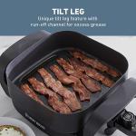 West Bend Electric Skillet, Family-Sized 3-Inch Deep Fry Pan with Diamond Shield Scratch-Resistant Non-Stick Finish Grease Channel and Tilt Leg, 12-Inch, Black