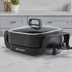 West Bend Electric Skillet, Family-Sized 3-Inch Deep Fry Pan with Diamond Shield Scratch-Resistant Non-Stick Finish Grease Channel and Tilt Leg, 12-Inch, Black