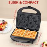 OSTBA Waffle Maker, 2 Slice Non-Stick Waffle Iron, Belgian Waffle Machine with Indicator Lights, PFOA Free, Perfect for Breakfast and Snacks, 750W