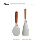 SoKalChw Spatula Spoon and Rice Spoons with Wooden Handle, Food Grade Silicone Great for Cooking, Mixing, Scooper, Scrape, Non stick Heat Resistant (white - Rice set 2 pcs)