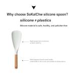 SoKalChw Spatula Spoon and Rice Spoons with Wooden Handle, Food Grade Silicone Great for Cooking, Mixing, Scooper, Scrape, Non stick Heat Resistant (white - Rice set 2 pcs)