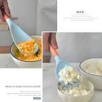 SoKalChw Spatula Spoon and Rice Spoons with Wooden Handle, Food Grade Silicone Great for Cooking, Mixing, Scooper, Scrape, Non stick Heat Resistant (white - Rice set 2 pcs)