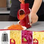 YOUCZON Rotary Cheese Grater Multi-Purpose Stainless Steel Cheese Shredder - Cheese Grater With Handle Effortless Grating of Carrots, Potatoes, Vegetables, and Fruits (Red)