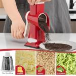 YOUCZON Rotary Cheese Grater Multi-Purpose Stainless Steel Cheese Shredder - Cheese Grater With Handle Effortless Grating of Carrots, Potatoes, Vegetables, and Fruits (Red)