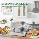 CUSIMAX Electric Meat Slicer for Home,Two 7.5''Stainless Steel Blades,1-20mm Adjustable Thickness,Easy to Cut Various Foods,Removable Food Carriage for Easy Cleaning