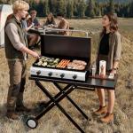 ROVSUN 4 Burner Foldable Propane Griddle with Wheels, Enameled Tray & Lid, 40000 BTU Portable Rolling Flat Top Gas Grill with Electronic Ignition & Regulator for Outdoor Cooking Camping BBQ Tailgating