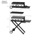 ROVSUN 4 Burner Foldable Propane Griddle with Wheels, Enameled Tray & Lid, 40000 BTU Portable Rolling Flat Top Gas Grill with Electronic Ignition & Regulator for Outdoor Cooking Camping BBQ Tailgating