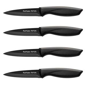 4-Piece Fruit Knife Set 7.88-inch stainless steel paring knife Straight blade with pointed tip design PP plastic ergonomic handle Specifically designed for cutting fruits and vegetables,Black.