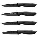 4-Piece Fruit Knife Set 7.88-inch stainless steel paring knife Straight blade with pointed tip design PP plastic ergonomic handle Specifically designed for cutting fruits and vegetables,Black.