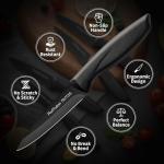 4-Piece Fruit Knife Set 7.88-inch stainless steel paring knife Straight blade with pointed tip design PP plastic ergonomic handle Specifically designed for cutting fruits and vegetables,Black.
