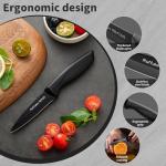 4-Piece Fruit Knife Set 7.88-inch stainless steel paring knife Straight blade with pointed tip design PP plastic ergonomic handle Specifically designed for cutting fruits and vegetables,Black.