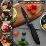 4-Piece Fruit Knife Set 7.88-inch stainless steel paring knife Straight blade with pointed tip design PP plastic ergonomic handle Specifically designed for cutting fruits and vegetables,Black.