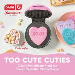 DASH x Sweethearts® Mini Waffle Maker - 4” Waffle, Heart Shaped Waffle, Nonstick Waffle Iron with Quick Heat-Up, Perfect Mini Waffle Maker for Kids and Families, Valentines Day - XOXO (Pink)